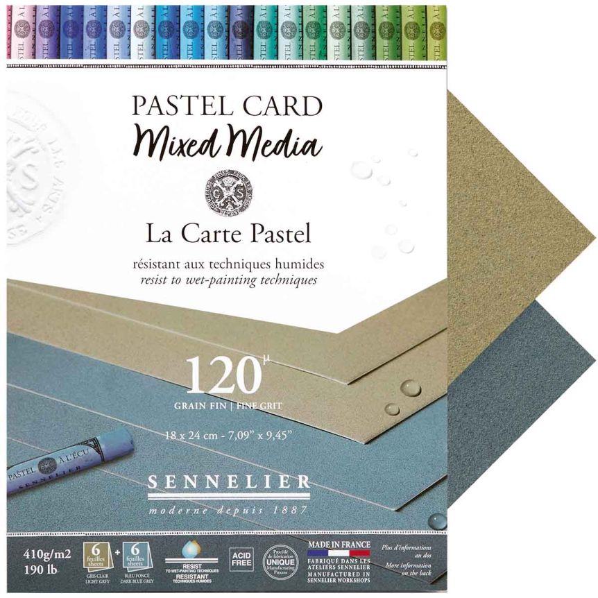 Sennelier La Carte Pastel Mixed Media Pad - Grey Shades, 7.09"x9.45" (12 Cards)