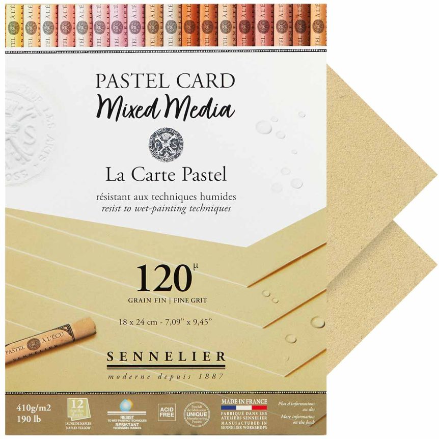 Sennelier La Carte Pastel Mixed Media Pad - Naples Yellow, 7.09"x9.45" (12 Cards)