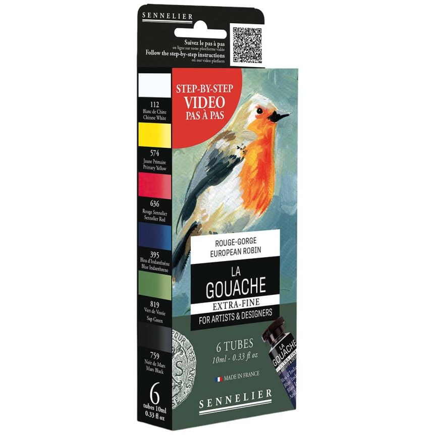 Sennelier Extra-Fine Gouache - European Robin Set of 6, 10 ml Tubes