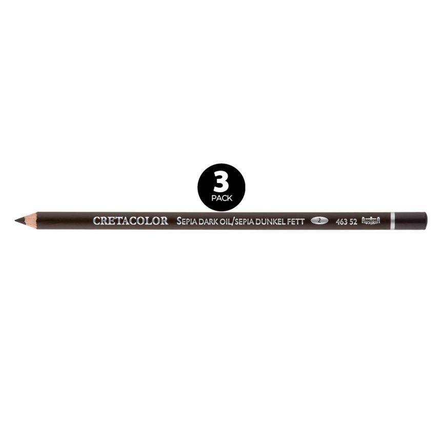 Cretacolor Oil Pencil - Sepia Dark, Set of 3