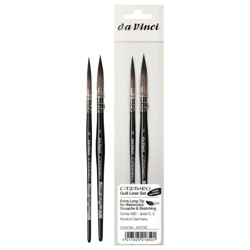 Da Vinci Casaneo Series 490 Synthetic Quill Liner sz. 0 & 2 2-Brush Set