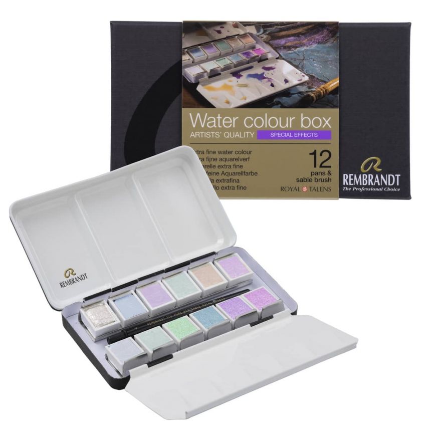 Rembrandt Watercolor Special Effects Colors, Half-Pan Tin Set of 12