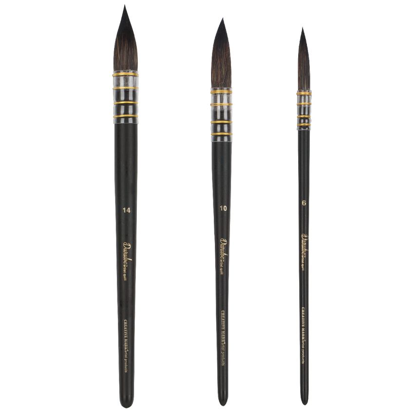Set of 3 - Danube Quill Brushes: #6, #10 and #14