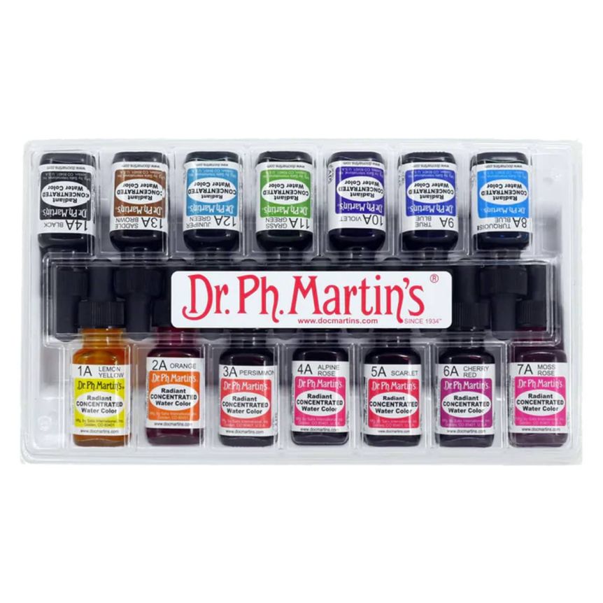 Dr. Ph. Martin's Radiant Concentrated Watercolor, Set A (Colors 1-14)
