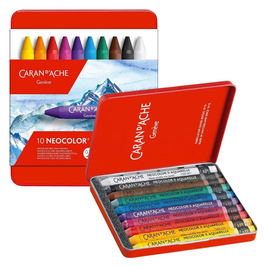Caran D'ache 15 Neocolor I Wax Pastels DIY Color Swatch Book Style