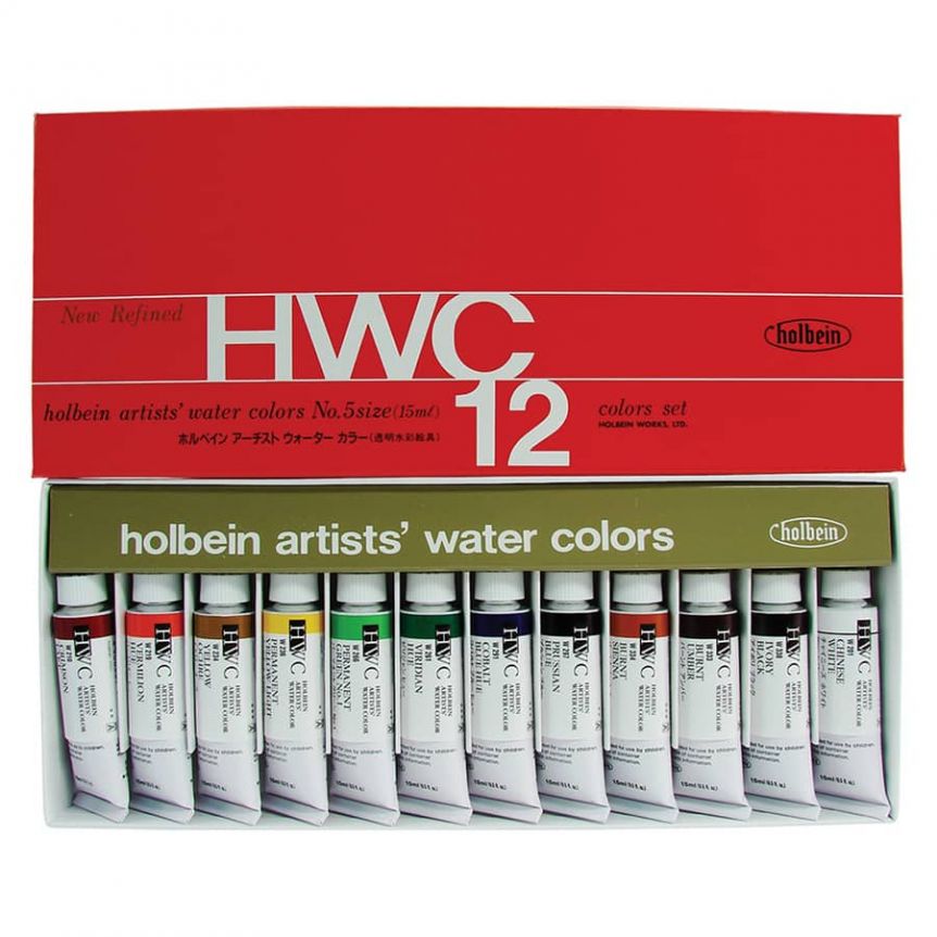 Holbein Artists' Watercolor Set of 12, 15ml Colors