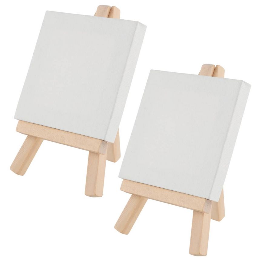 Creative Mark Ultra Mini White Stretched Canvas & Natural Wood