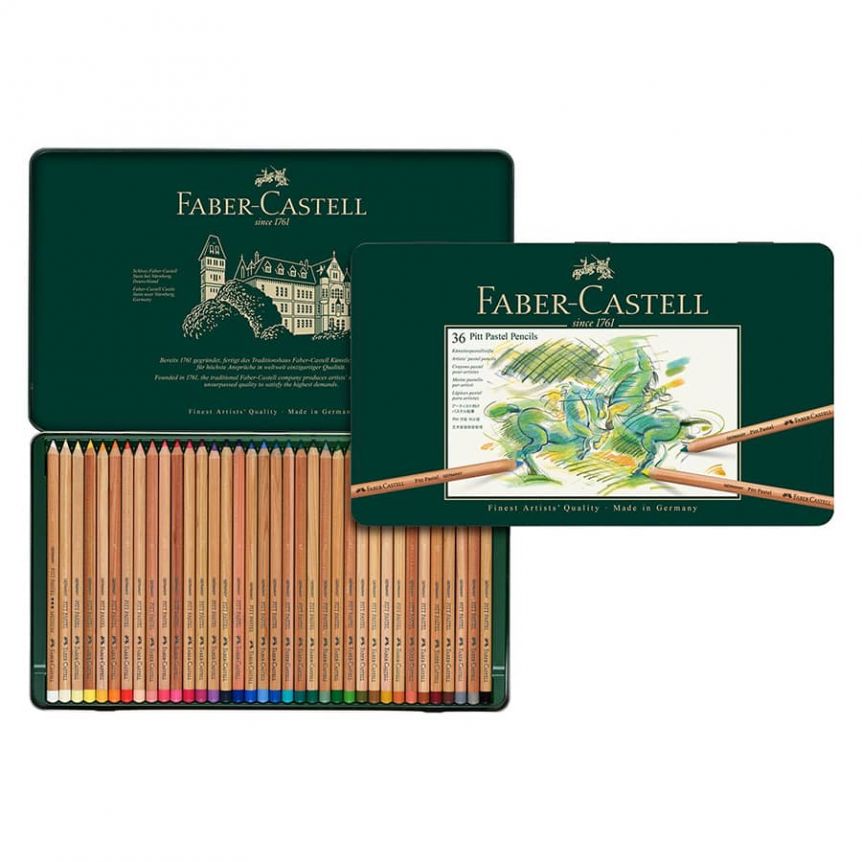 Faber-Castell Pitt Pastel Pencil Set - Assorted Colors, Tin Box, Set of 12  
