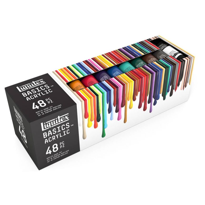 Liquitex BASICS Acrylic Assorted Colors Set of 48 Acrylics, 22ml