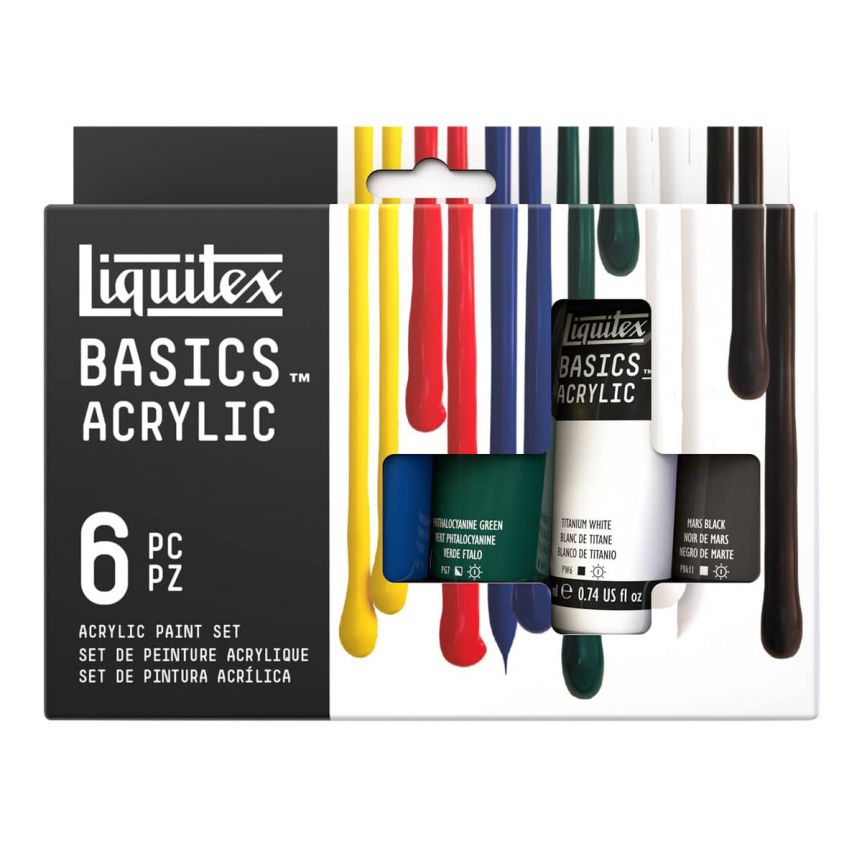 Liquitex Basics Set of 6, Assorted Colors, 22ml Tubes