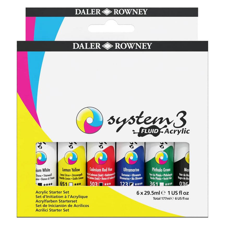 Daler-Rowney System3 Acrylic Ink 6 x 29.5ml + Marker Set