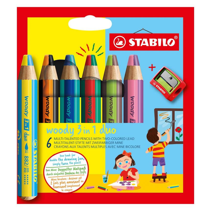 Stabilo Wood Pencil Set of 6 Colors with Sharpener