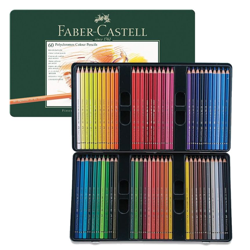 Faber-Castell Polychromos Colored Pencil Metal Tin, Set of 24, Lightfast  Colors