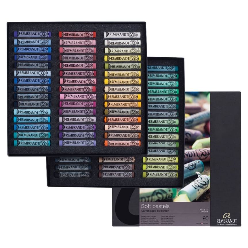 Rembrandt Soft Pastels Cardboard Box Set of 90 Full Sticks - Landscape Colors