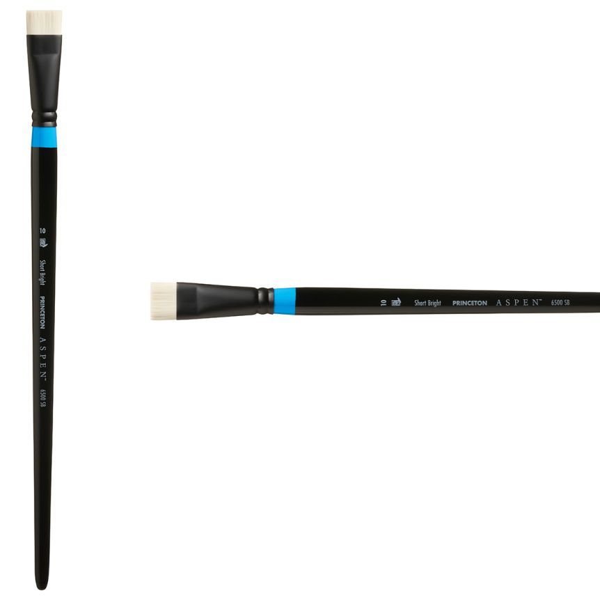Princeton Aspen Series 6500 Synthetic Brush - Short Angle Bright, Long Handle, Size 10