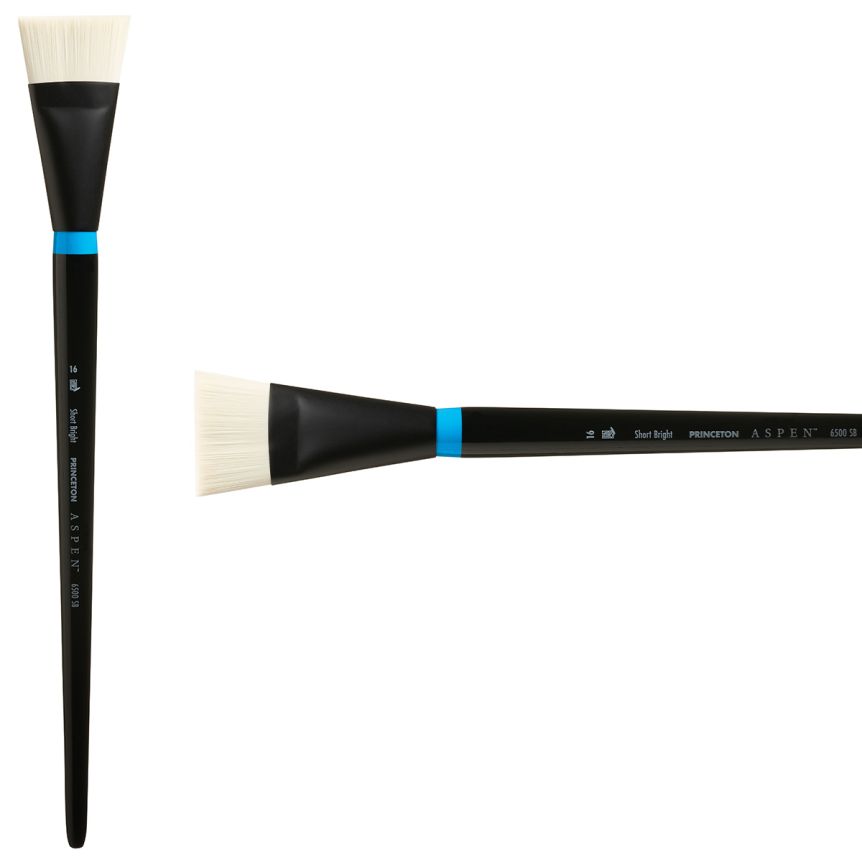 Princeton Aspen Series 6500 Synthetic Brush - Short Angle Bright, Long Handle, Size 16