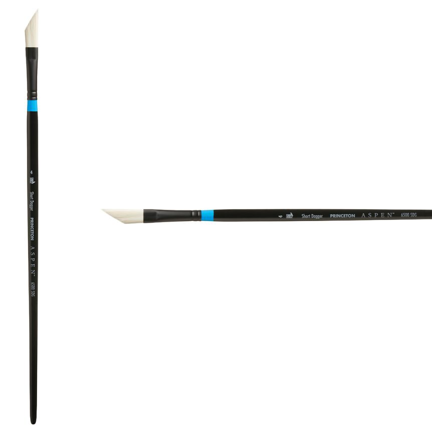 Princeton Aspen Series 6500 Synthetic Brush - Short Dagger, Long Handle, Size 4
