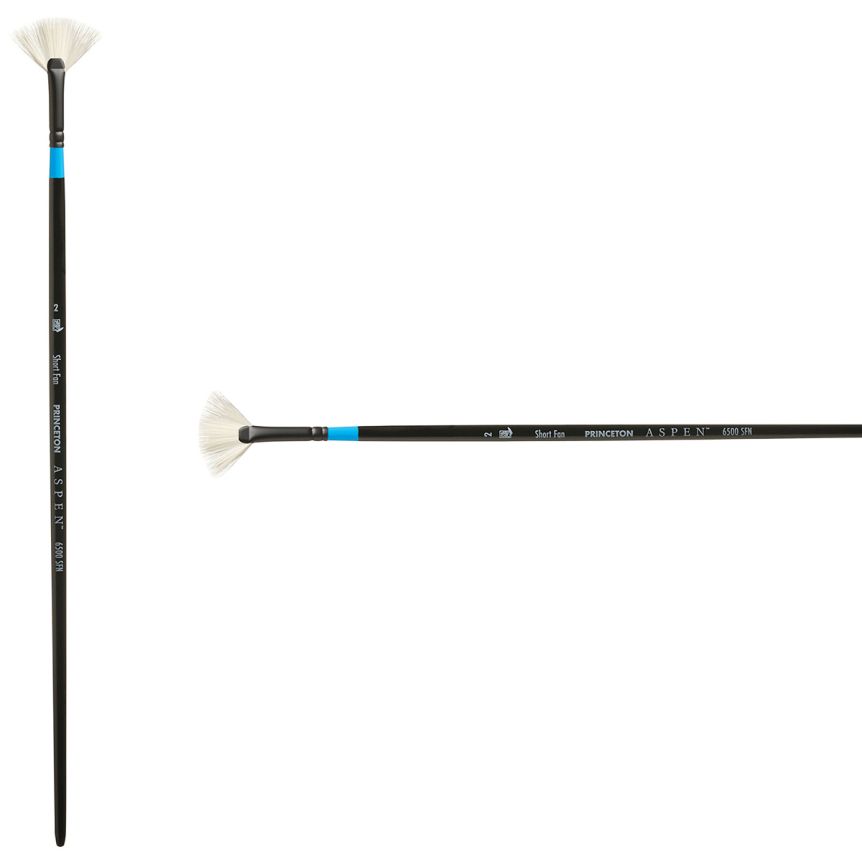Princeton Aspen Series 6500 Synthetic Brush - Short Fan, Long Handle, Size 2