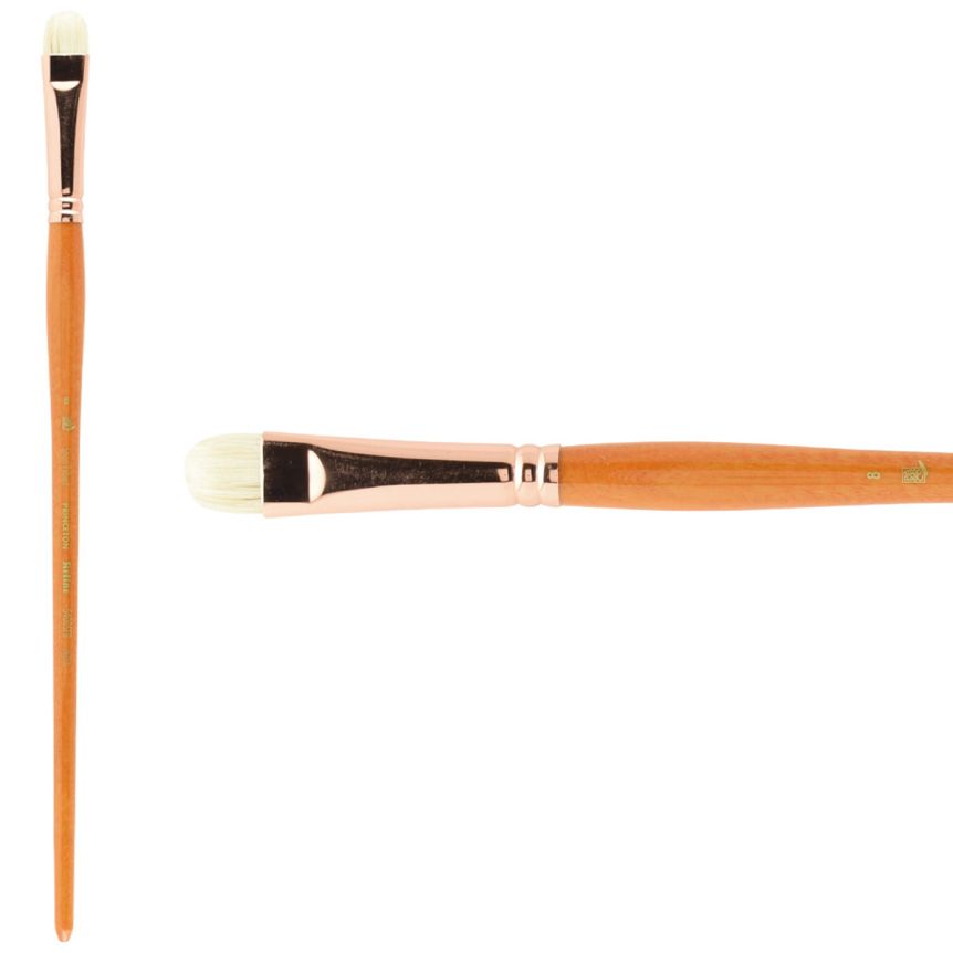 Princeton Refine Series 5400 Natural Bristle Brush - Short Filbert, Long Handle, Size 8