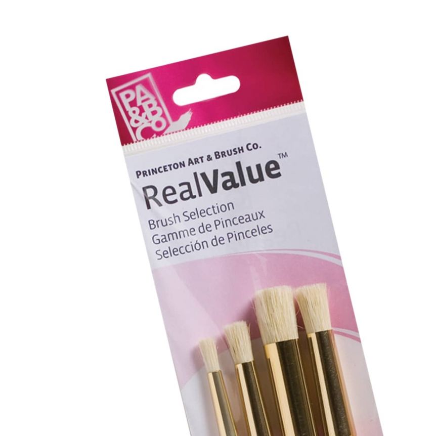 Princeton Real Value Brush Set 9180 Short Handle 4pk - Natural