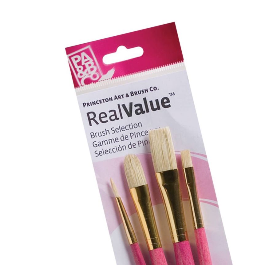 Princeton Real Value Brush Set 9183 Short Handle 4pk Natural Bristles