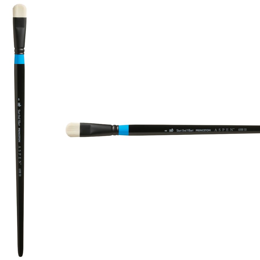 Princeton Aspen Series 6500 Synthetic Brush - Short Oval Filbert, Long Handle, Size 8