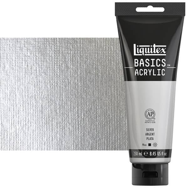 Liquitex Basics Acrylic Paint - Silver, 250ml Jar