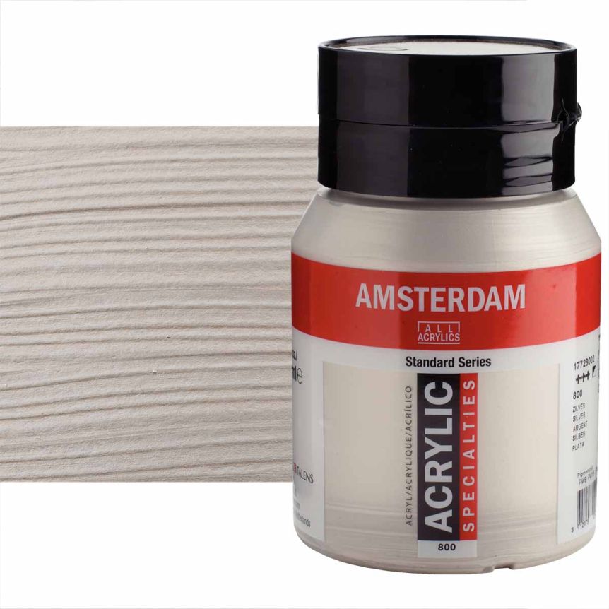 Amsterdam Standard Series Acrylic Paint - Silver, 500ml Jar