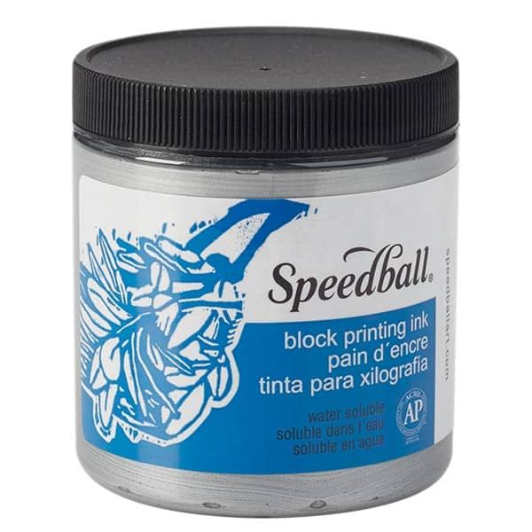Silver 8oz Water Soluble Speedball Block Printing Ink 