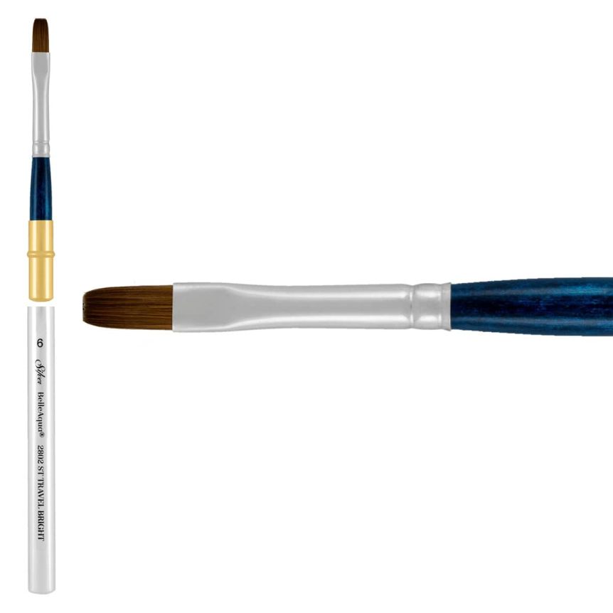 Silver Brush BelleAqua Synthetic Sable, Travel Bright Size 6
