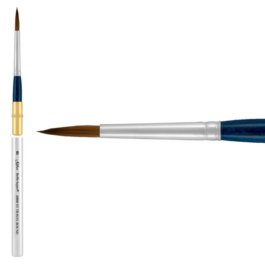 Silver Brush BelleAqua Synthetic Sable, Travel Round Size 8