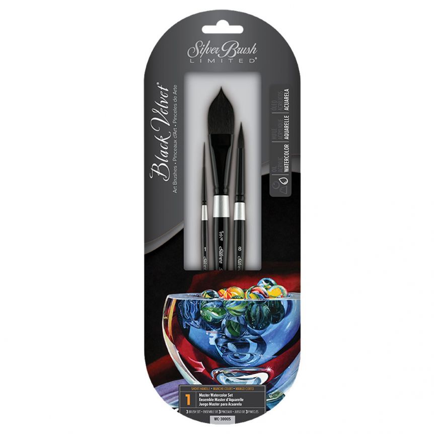 Silver Brush Black Velvet® Watercolor Brush Set of 3, WC-3000S