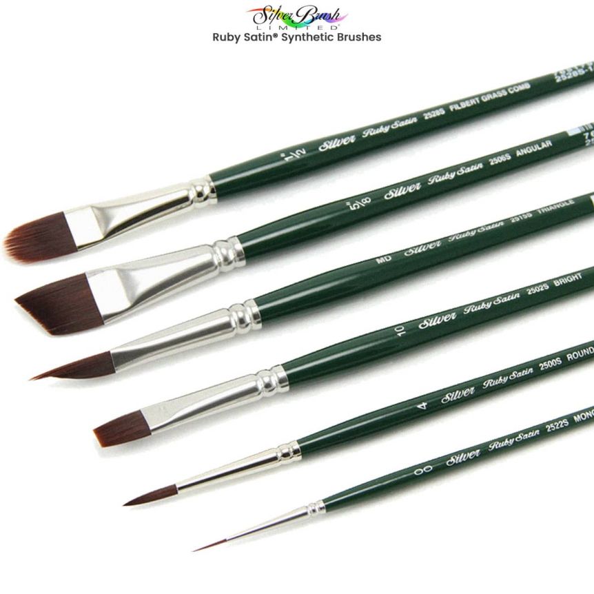Size 6 Round Paint Brush Ruby Satin Silver Brush Limited Short Handle 