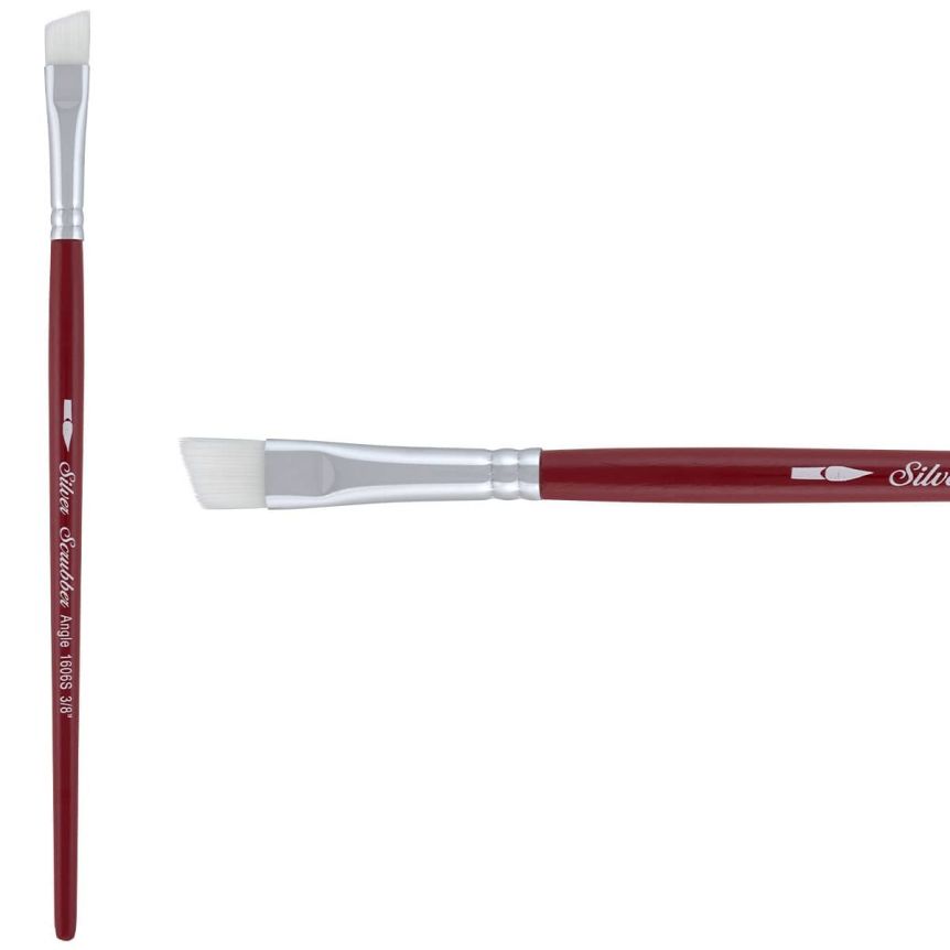thumbnail image 2 of Silver Brush Limited Crystal Angle Brush Set - 3 Watercolor & Acrylic Paintbrushes In 1/4, 1/2, 3/8 Inch | Short Handle 2 of 10