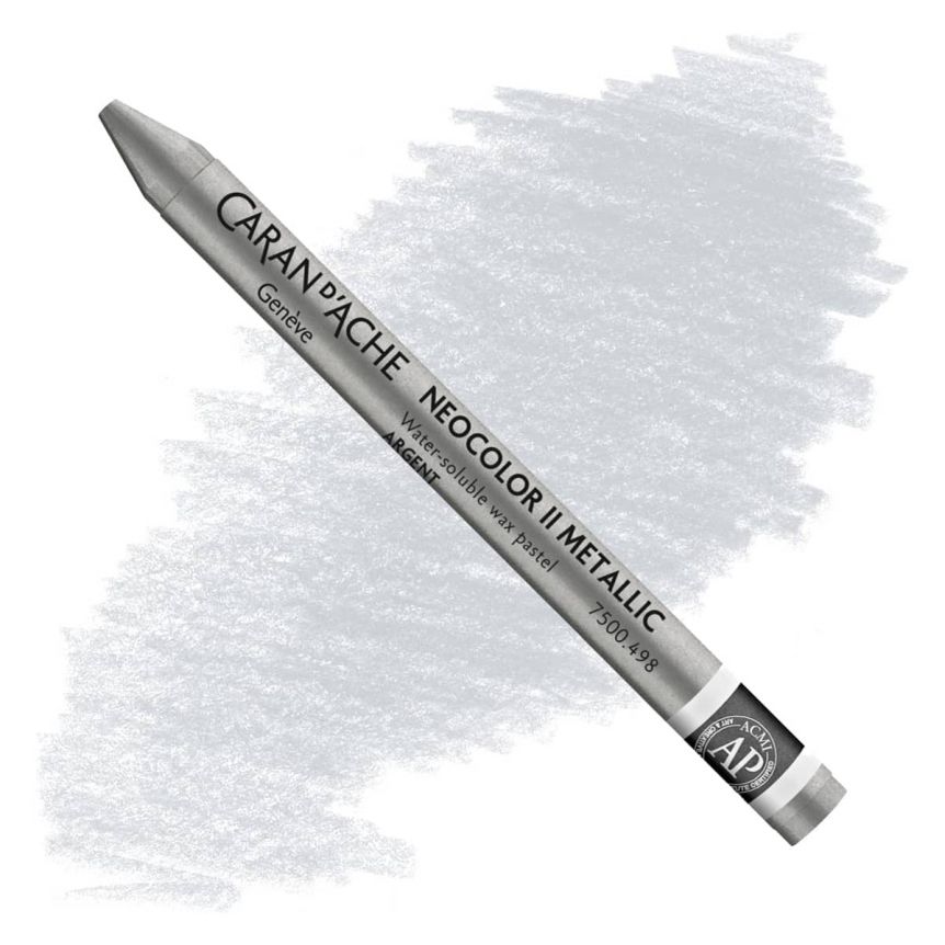 Caran d'Ache Neocolor II Water-Soluble Wax Pastels - Silver, No. 498