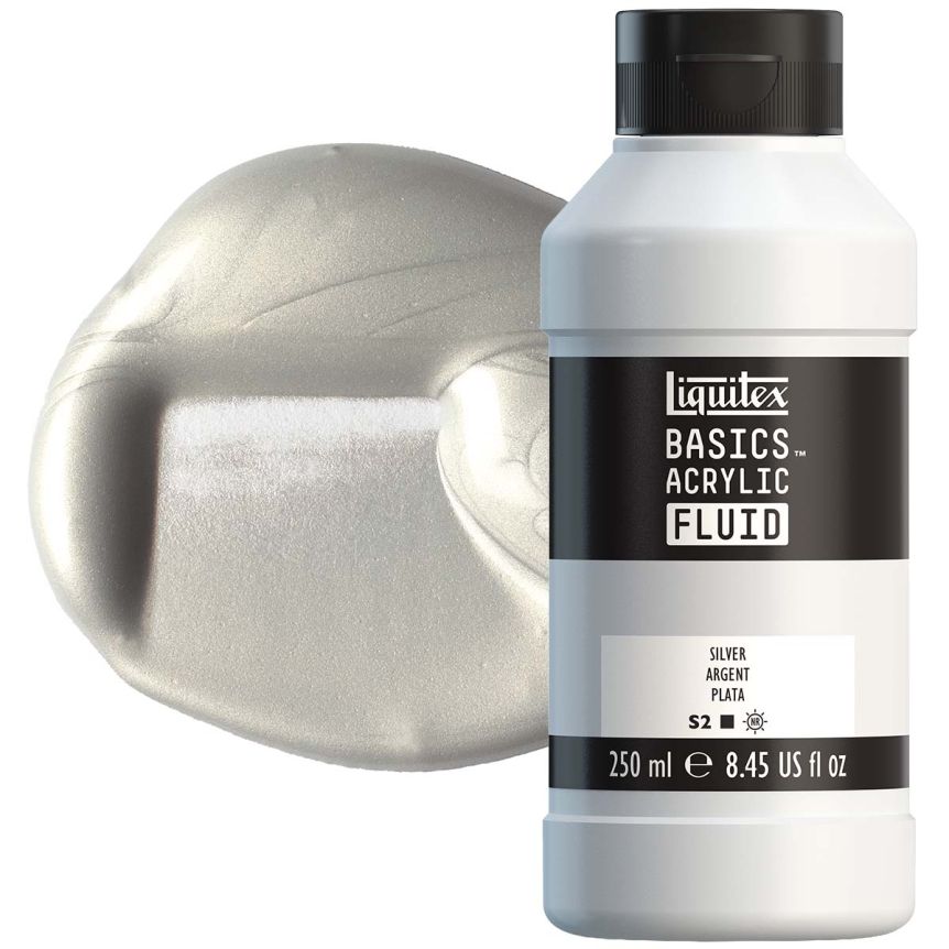 Liquitex BASICS Acrylic Fluid - Silver, 250ml Bottle