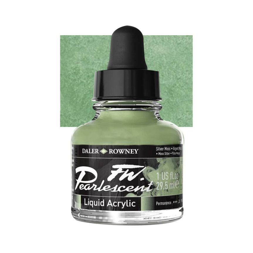 Daler-Rowney F.W. Pearlescent Acrylic Ink 1 oz Bottle - Silver Moss