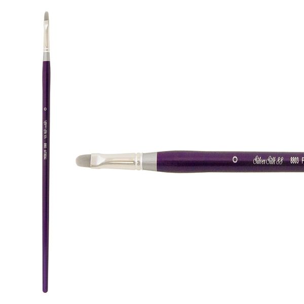 Silver Silk 88 Long Handle Brush Size 0 Filbert