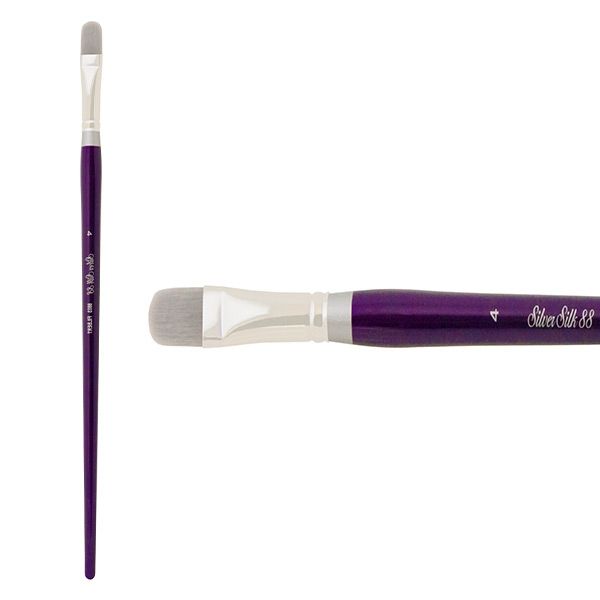 Silver Silk 88 Long Handle Brush Size 4 Filbert