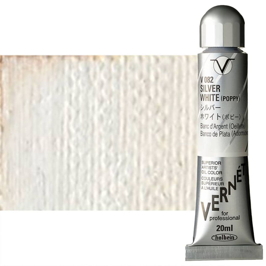 Holbein Vernét Oil Color - Silver White (with Poppy Oil), 20ml Tube 