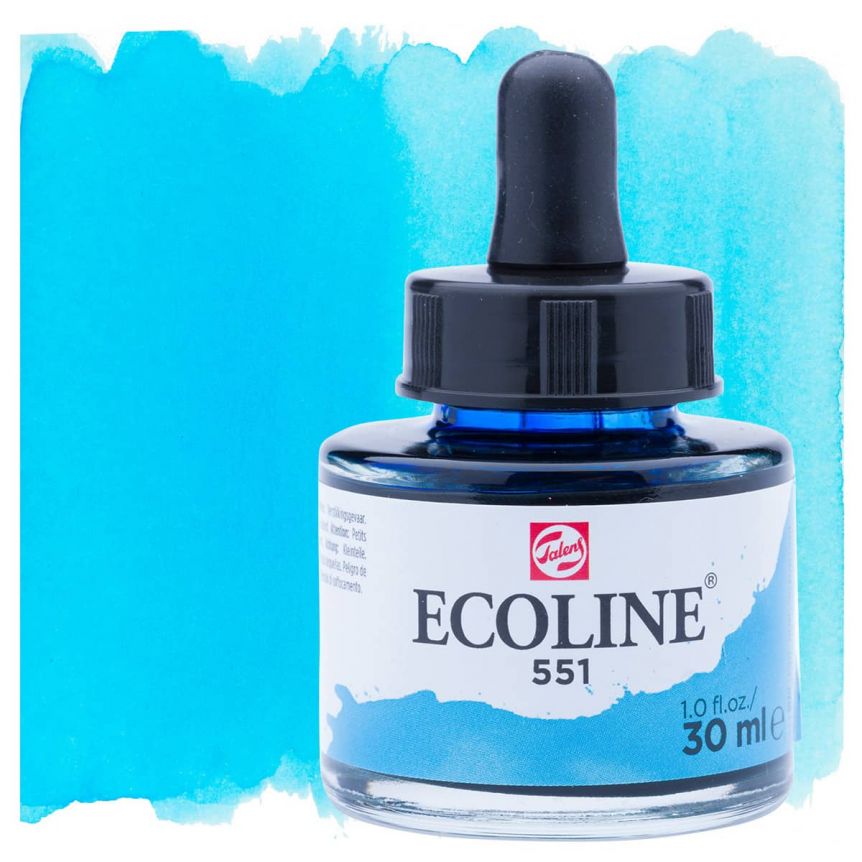 Ecoline Liquid Watercolor, Sky Blue Light 30ml Pipette Jar