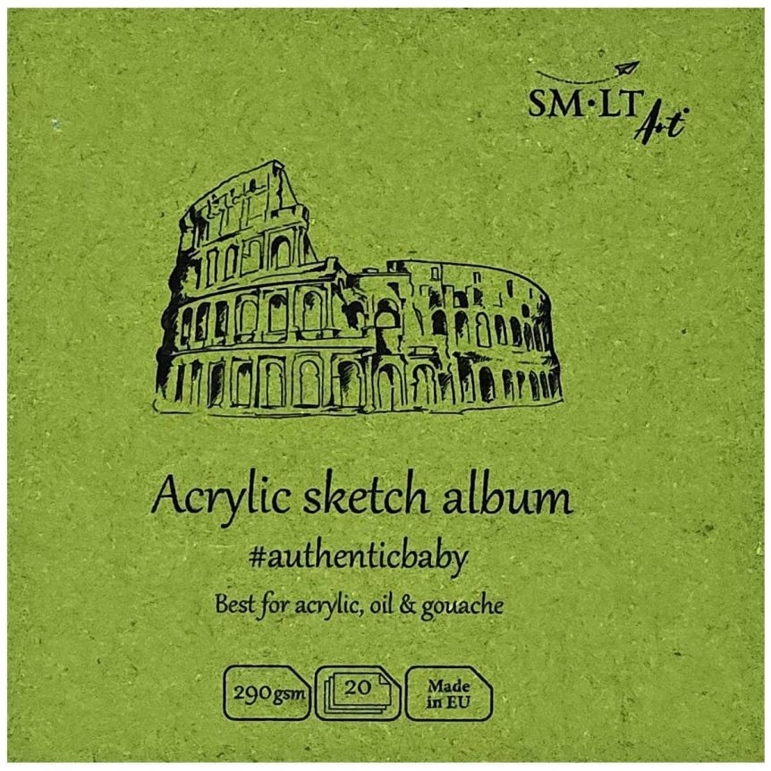 SMLT Authentic Baby Acrylic Sketch Album, 290 gsm, 3-1/2" x 3-1/2", 20 Sheets, Glue Bound