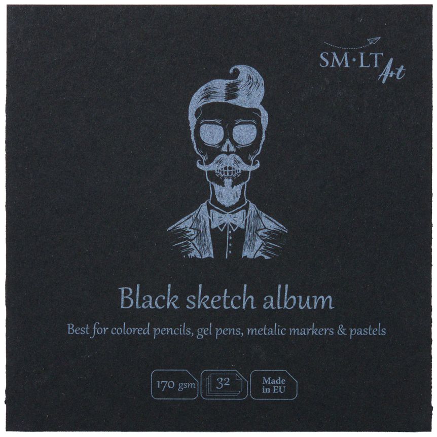 SMLT Authentic Black Sketch Album, 170 gsm, 5-1/2” x 5-1/2”, 32 Sheets, Stitch Bound