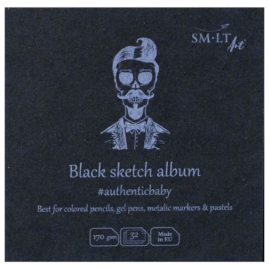 SMLT Authentic Baby Black Sketch Album, 170 gsm, 3-1/2” x 3-1/2”, 32 Sheets, Stitch Bound