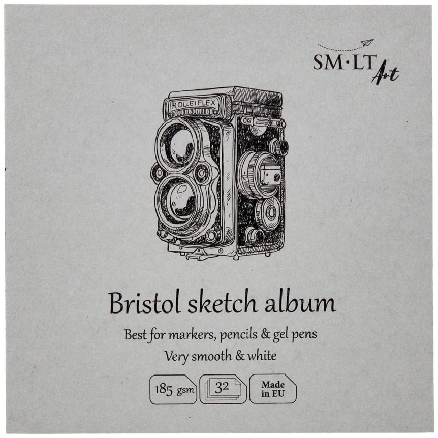 SMLT Authentic Bristol Sketch Album, 185 gsm, 5-1/2" x 5-1/2", 32 Sheets, Stitch Bound