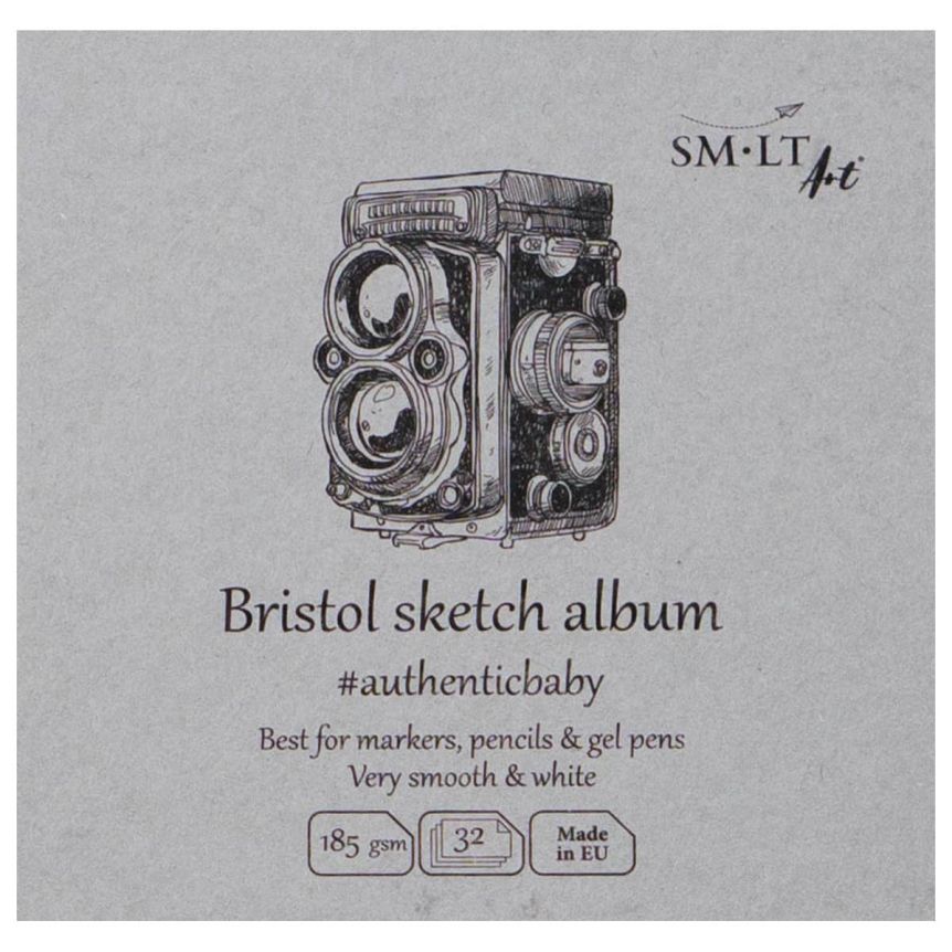 SMLT Authentic Baby Bristol Sketch Album, 185 gsm, 3-1/2" x 3-1/2", 32 Sheets, Stitch Bound