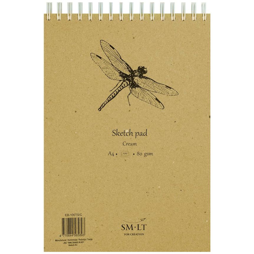 SMLT Authentic Cream Sketch Paper Pad, 80 gsm, A4 (8.25" x 11"), 100 Sheets, Spiral Bound