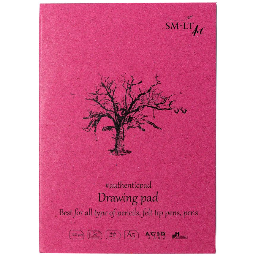 SMLT Authentic Drawing Paper Pad, 120 gsm, A5 (5.75" x 8.25"), 80 Sheets, Glue Bound