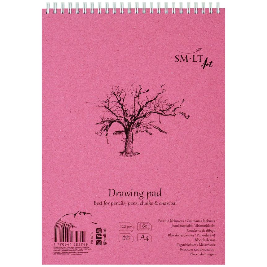 SMLT Authentic Drawing Paper Pad, 120 gsm, A4 (8.25” x 11”), 60 Sheets, Spiral Bound