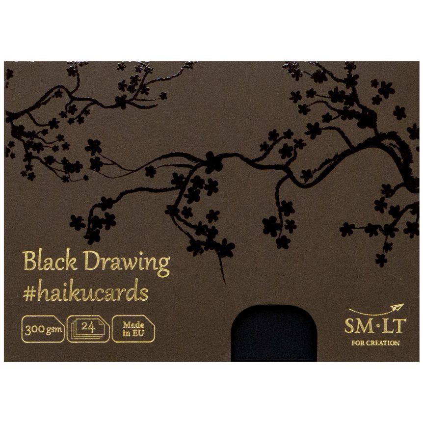 SMLT Black Drawing Haiku Cards, 300 gsm, Small 4.17” x 5.8”, Pack of 24